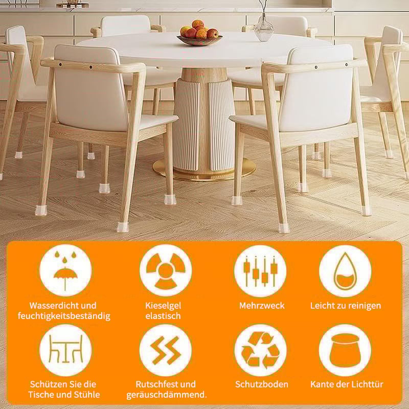 ✨Universella gummibenskydd för stolar – Lämpliga för alla stolsbensformer, reptåliga och slitstarka, den ultimata lösningen för att skydda dina golv.