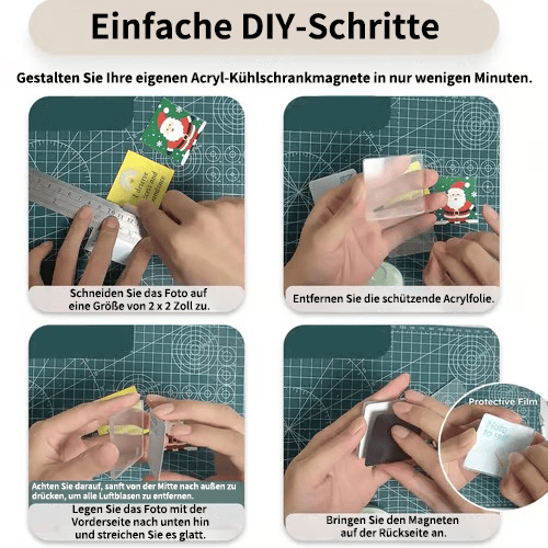 🎞✂10-pack med 5 x 5 cm stora, genomskinliga akrylmagneter för kylskåpet att göra själv, med självhäftande baksida – fyrkantiga magnetiska fotoramar med en imponerande 3D-effekt 💕