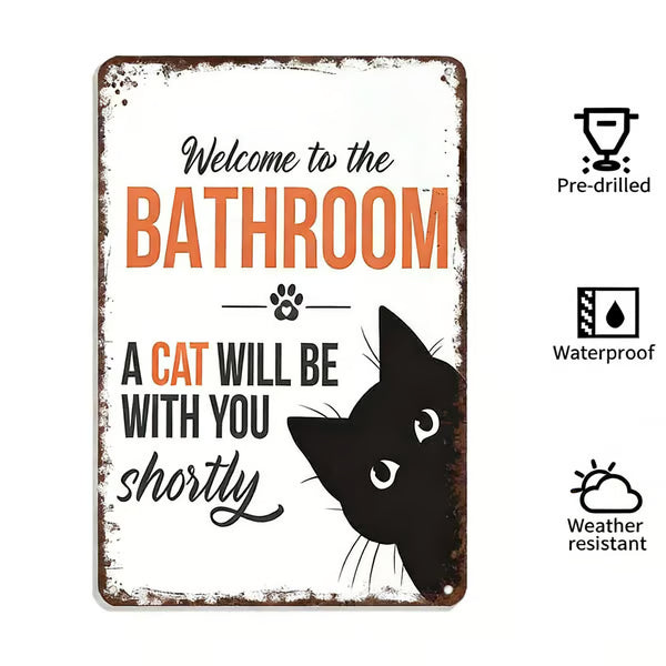 Vintage svartvit katt och höglandsboskap som väggkonst