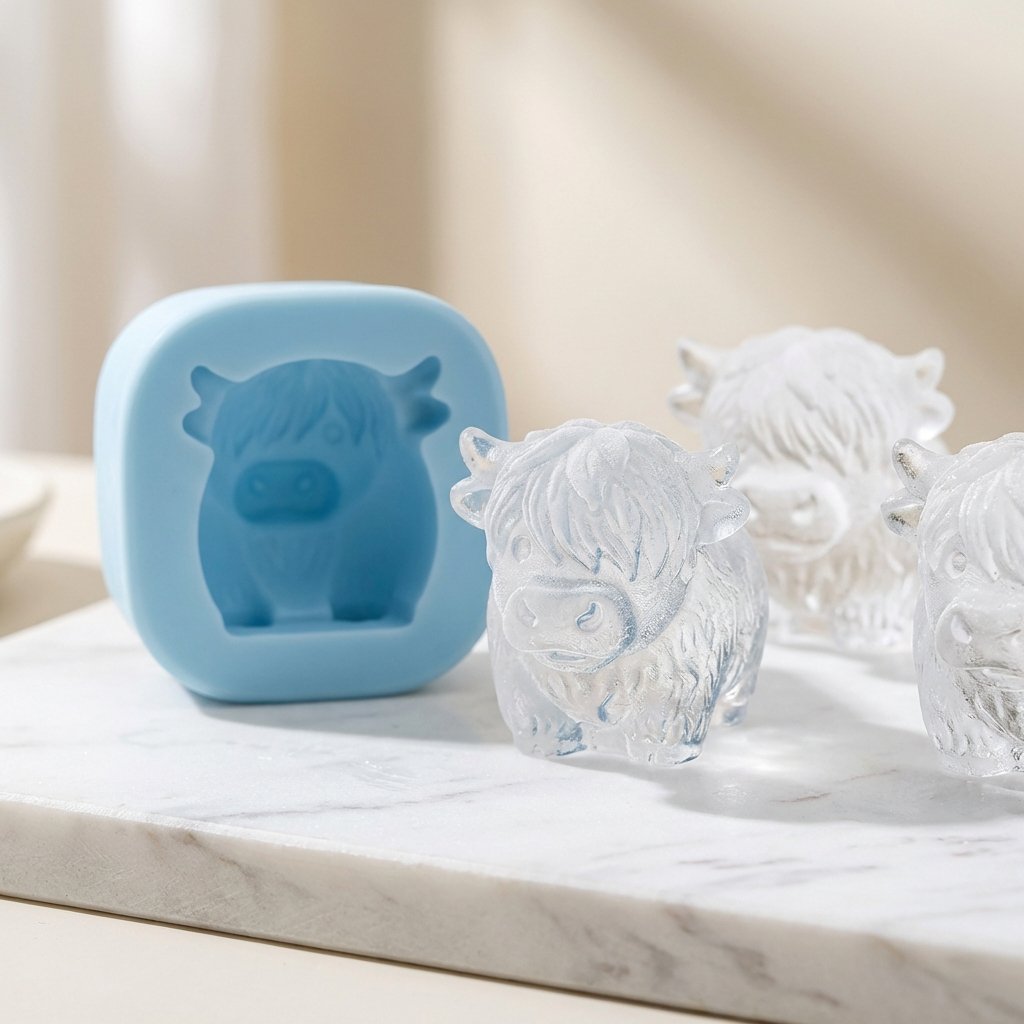 🐮 Mini Highland Cow isbit- och dessertform 🧊🍪 Söt 3D-is för drycker, fester och presenter💕