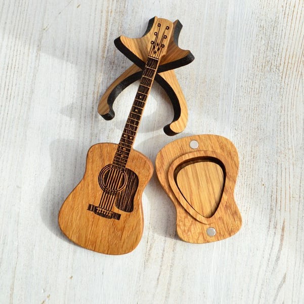🎁Låda för plektrum till akustisk gitarr i trä🎸