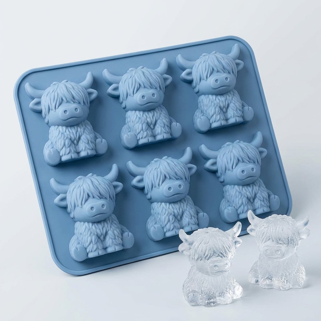 🐮 Mini Highland Cow isbit- och dessertform 🧊🍪 Söt 3D-is för drycker, fester och presenter💕