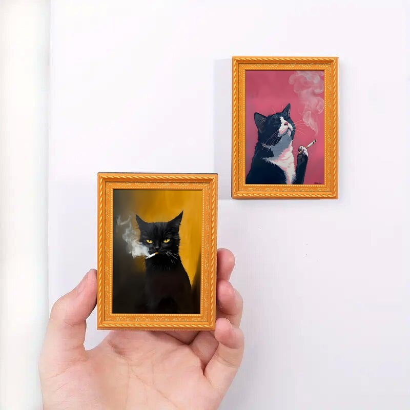 🌹 Söta kylskåpsmagneter med katter – Förtrollande kattdekorationer med ram för hemmet och kontoret 🐱✨