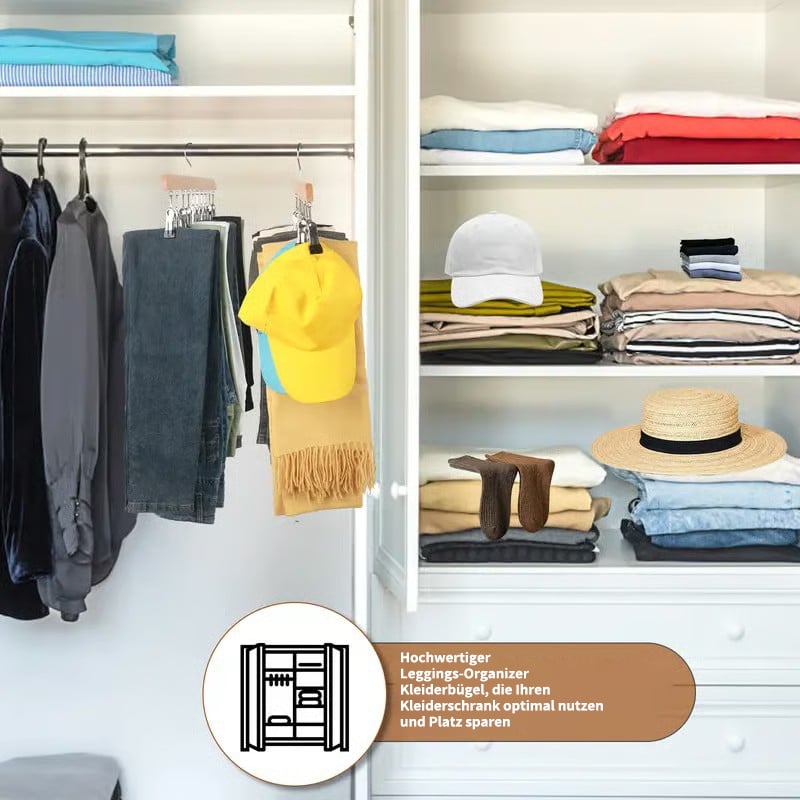 Garderobsorganiserare med 10 klämmor – platsbesparande hängande garderobsorganiserare