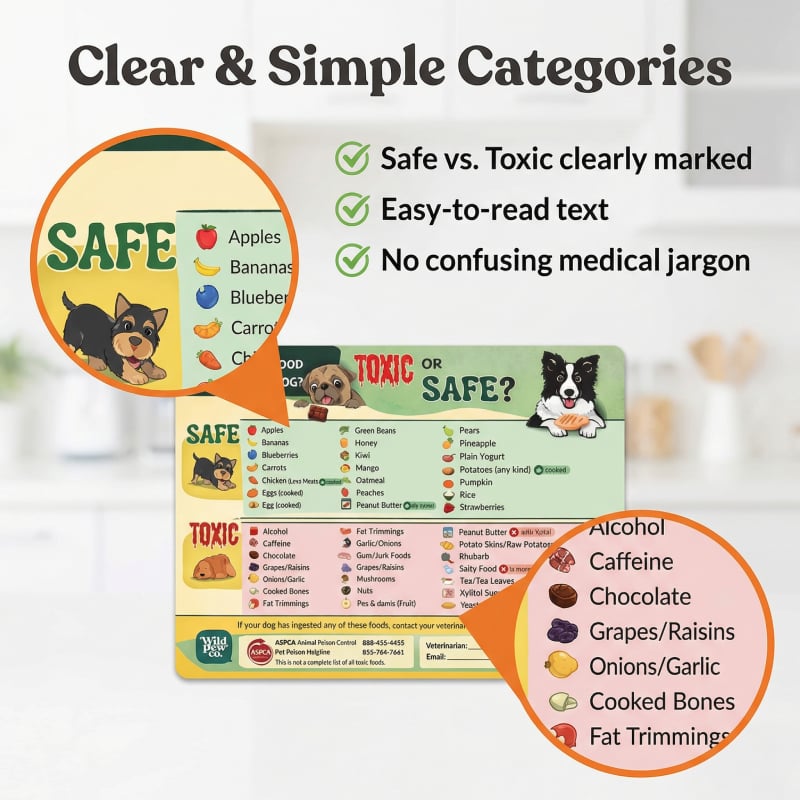 "Kan min hund/katt äta detta?" Magnet – Den ultimata snabbguiden för husdjursägare! Kylskåpsmagnet för djur