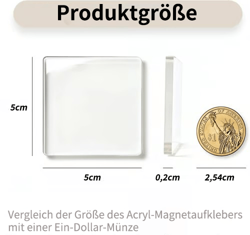 🎞✂10-pack med 5 x 5 cm stora, genomskinliga akrylmagneter för kylskåpet att göra själv, med självhäftande baksida – fyrkantiga magnetiska fotoramar med en imponerande 3D-effekt 💕