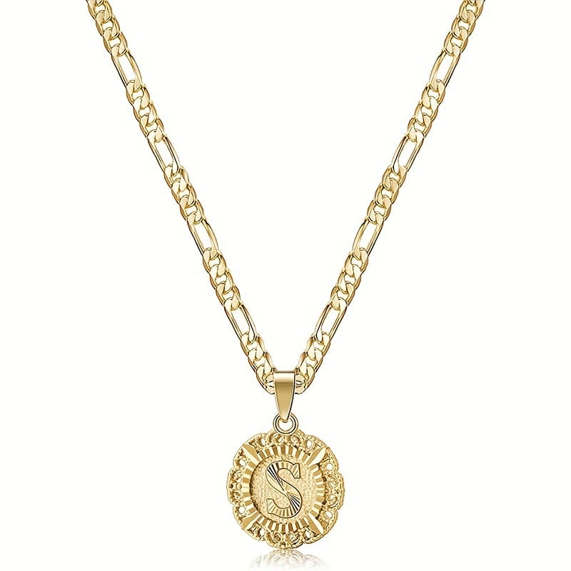 Halsband med rund hänge i 14K guldpläterat metall