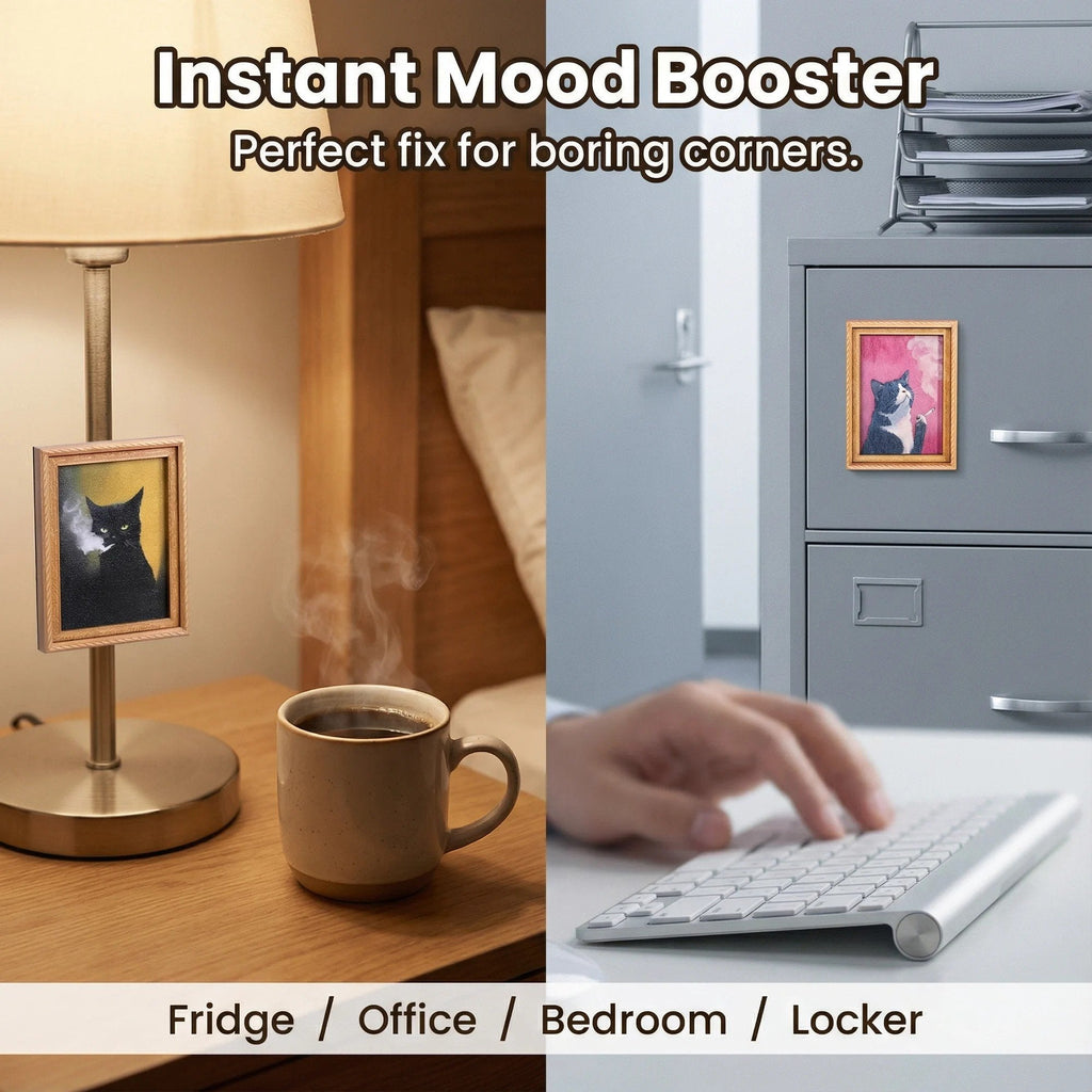 🌹 Söta kylskåpsmagneter med katter – Förtrollande kattdekorationer med ram för hemmet och kontoret 🐱✨