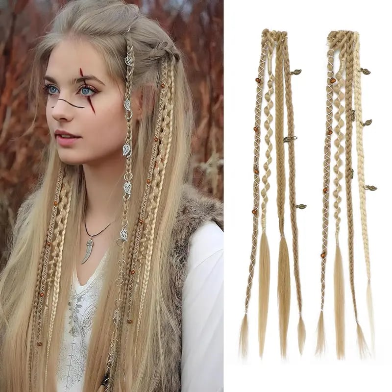 🌿🎨 Boho-flätor med pärlor och klämfäste – Enkel förvandling av frisyren för festivaler och vardagen (✨2 st.)