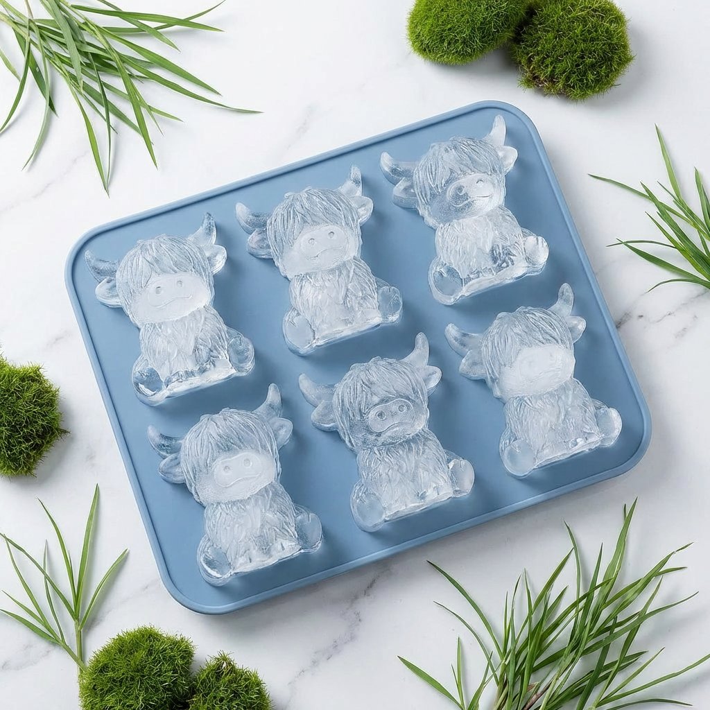 🐮 Mini Highland Cow isbit- och dessertform 🧊🍪 Söt 3D-is för drycker, fester och presenter💕