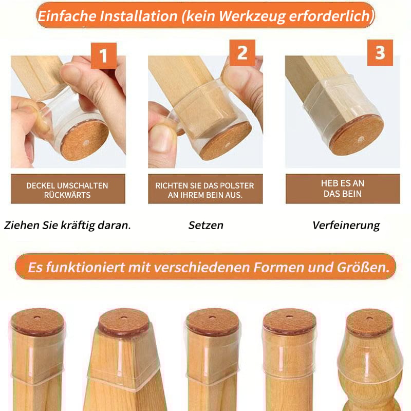 ✨Universella gummibenskydd för stolar – Lämpliga för alla stolsbensformer, reptåliga och slitstarka, den ultimata lösningen för att skydda dina golv.