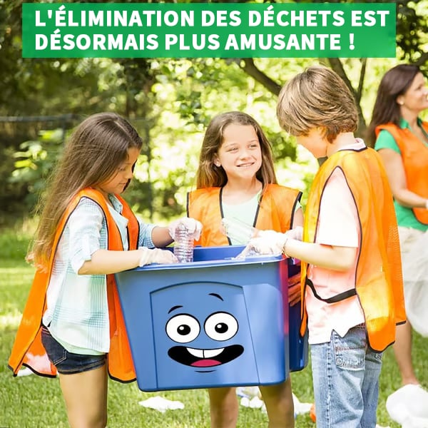 🌱Set med miljövänliga klistermärken för soptunnor (4 fantasifulla ansiktsuttryck: från ett hånfullt leende till ett löjligt uttryck