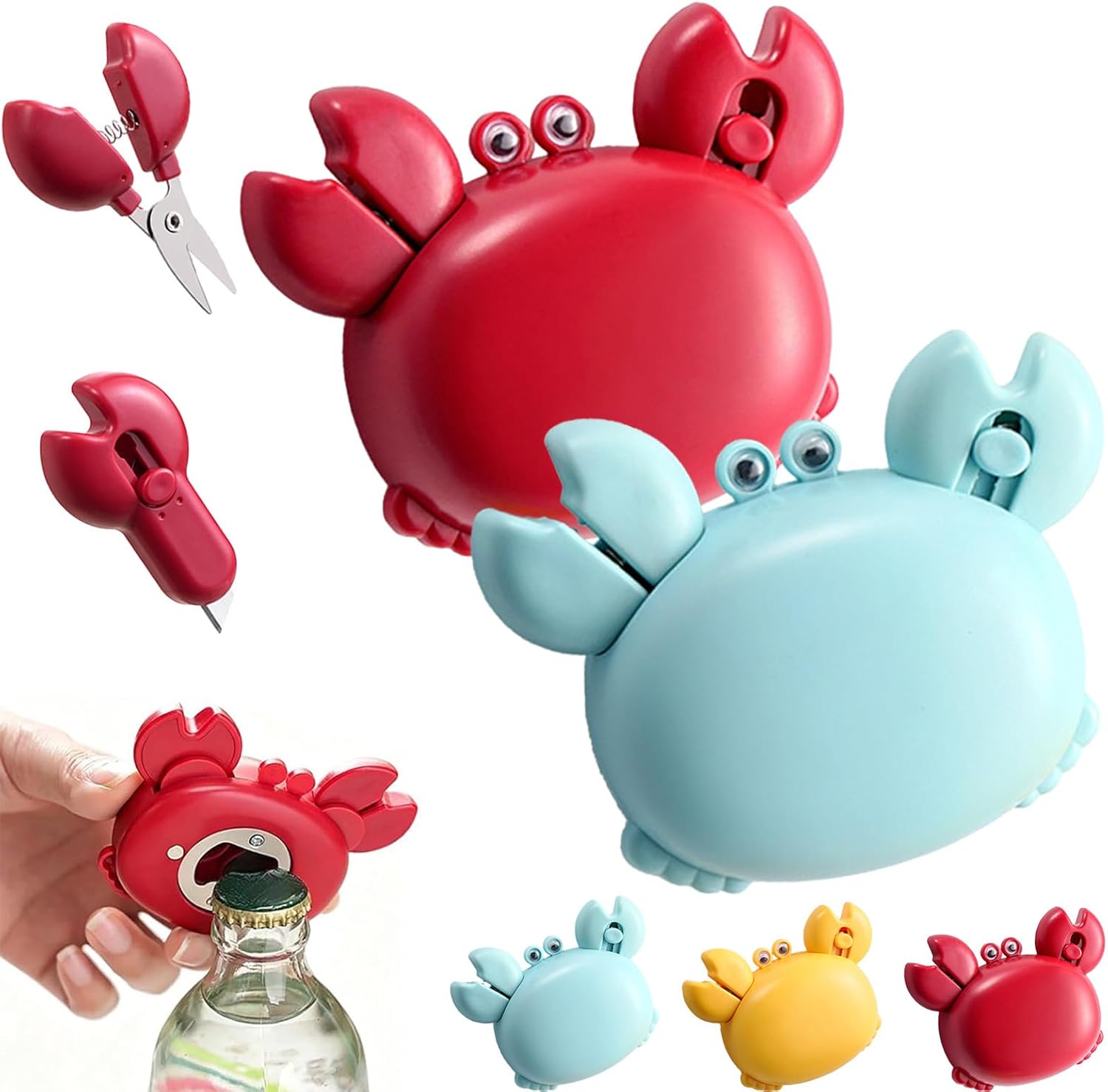 🦀4-i-1 magnetisk kylskåpsmagnet med sax, mattkniv och burköppnare