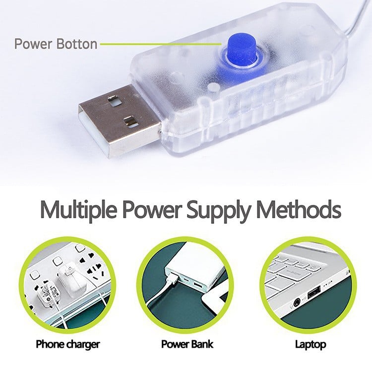 🎁Tidig julrea 49 % rabatt🎅LED-ljusslinga, USB-driven LED-ljusgardin för presentförpackning