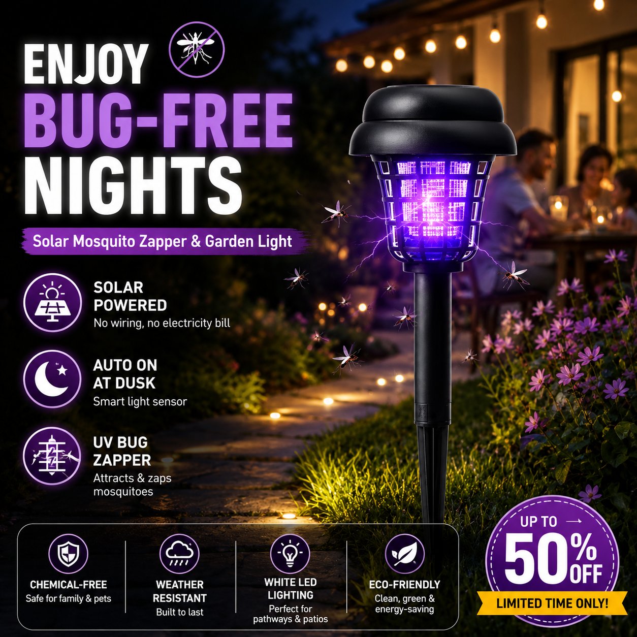 🏠Sommarens nödvändigheter🦟Soldriven UV-myggdödarlampa