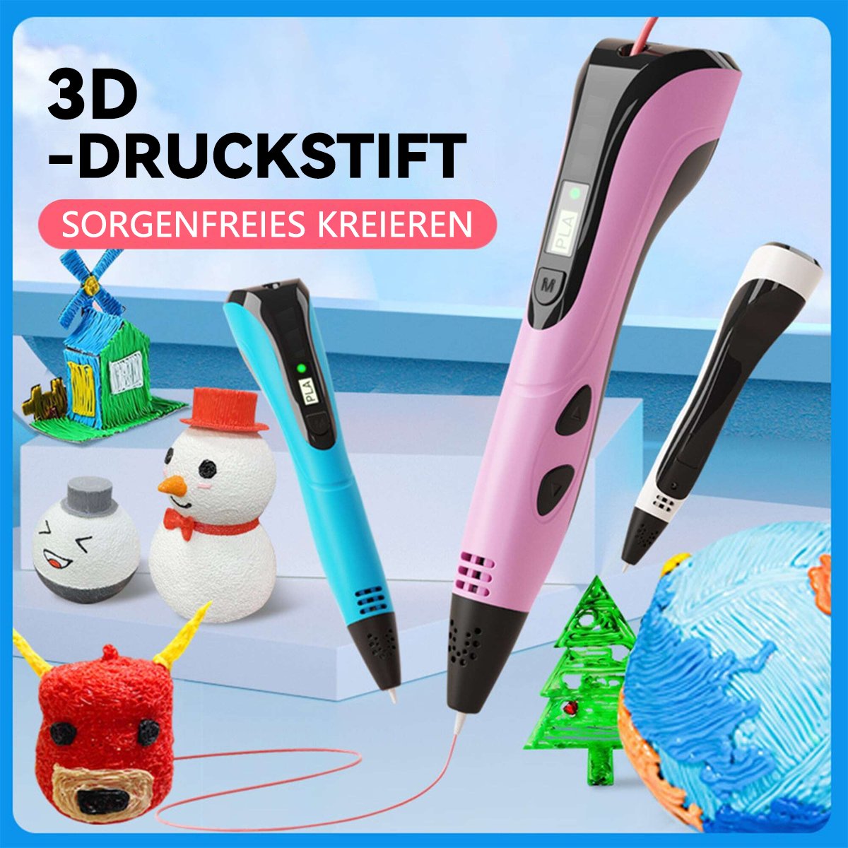 🏆NYTT 3D-skrivpenna-set för barn – perfekt som födelsedags- eller julklapp. Kreativt DIY-projekt med LCD-skärm och PLA-filamen