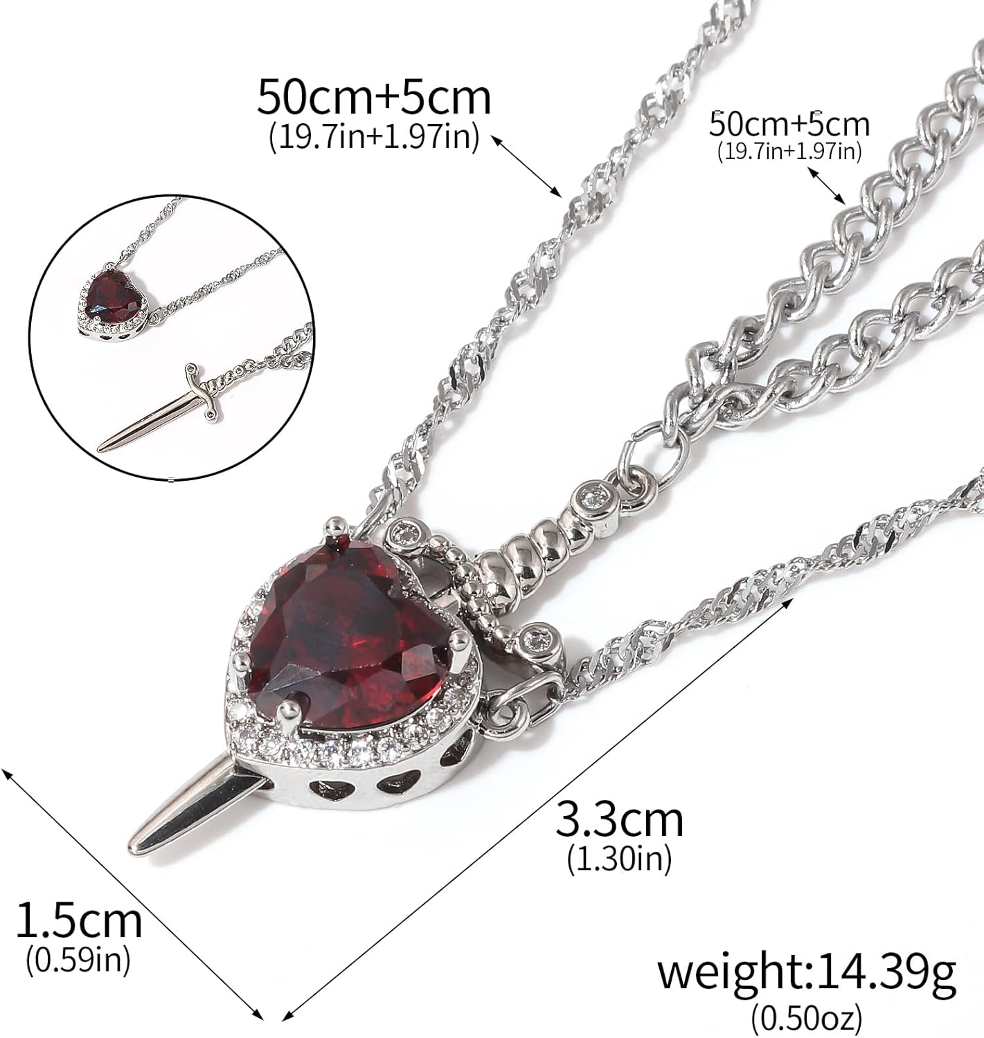 ❤️🗡️Svärd och hjärta matchande halsband