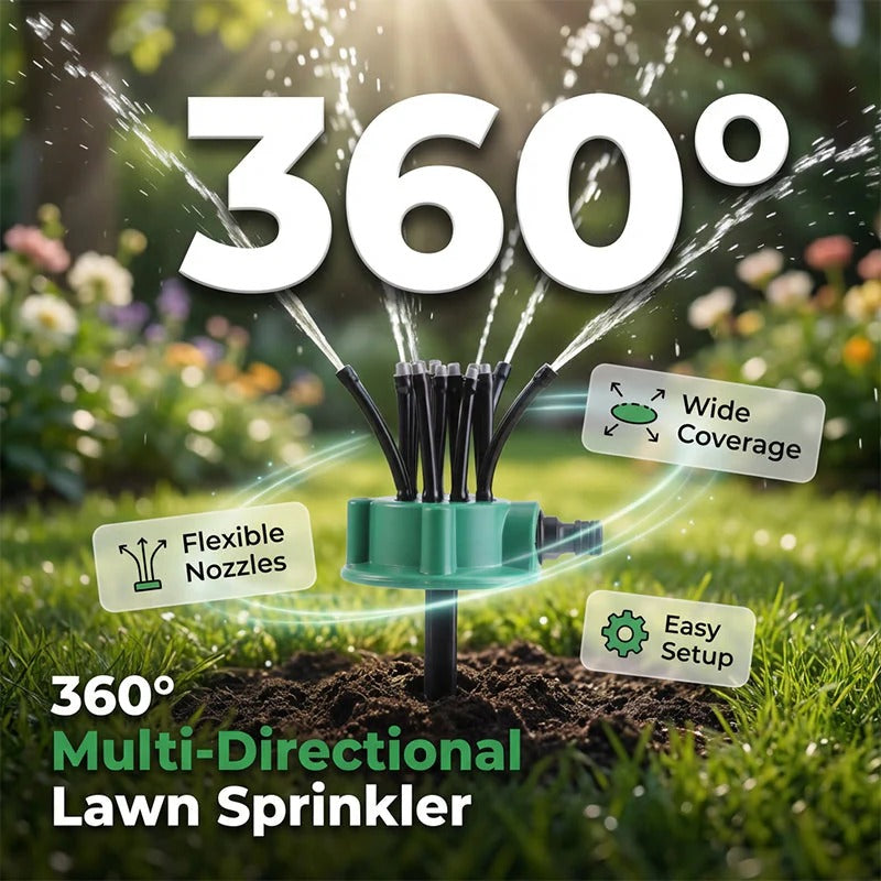 Sprinkler för precisionsbevattning av trädgården med 360° täckning