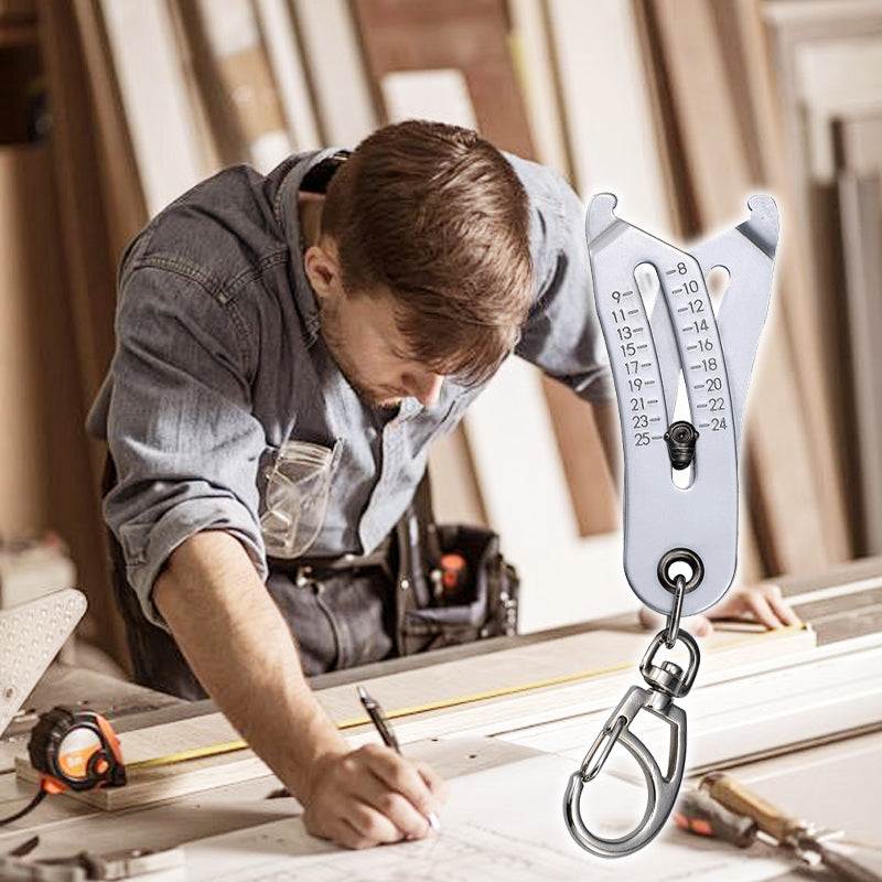 Bärbar nyckelring för kontroll av exakt gängstorlek