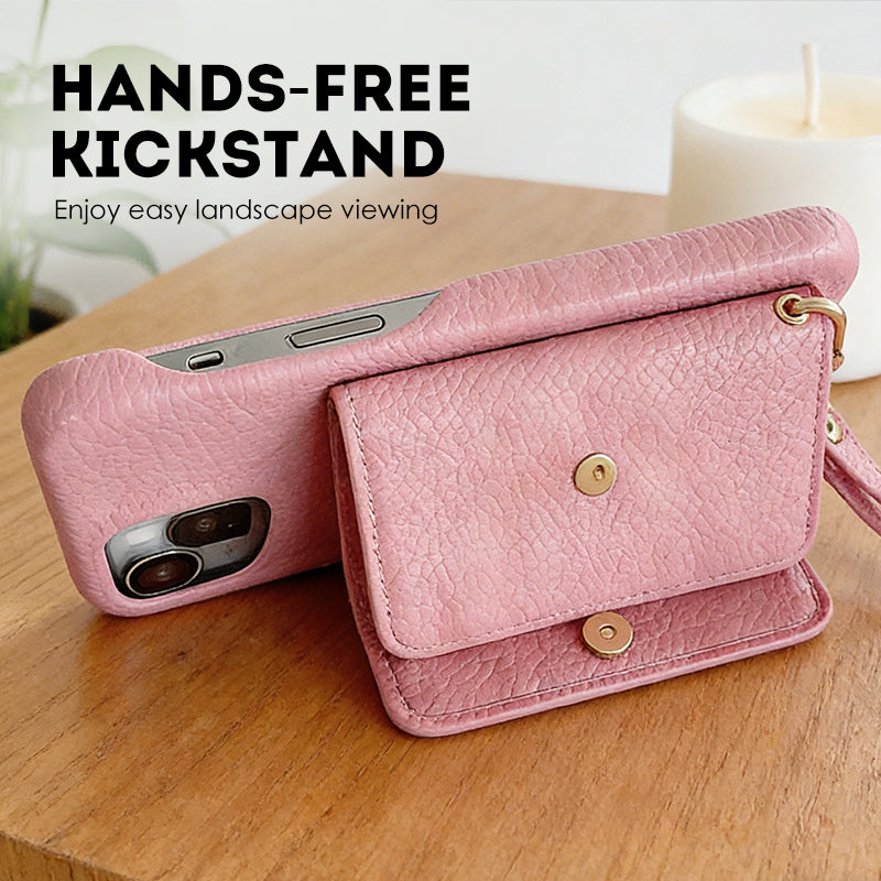 🔥Skyddande rosa mobilskal med spegel och handledsre