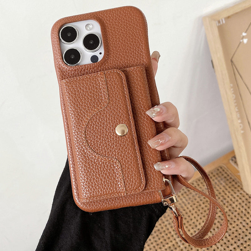 🔥Skyddande rosa mobilskal med spegel och handledsre