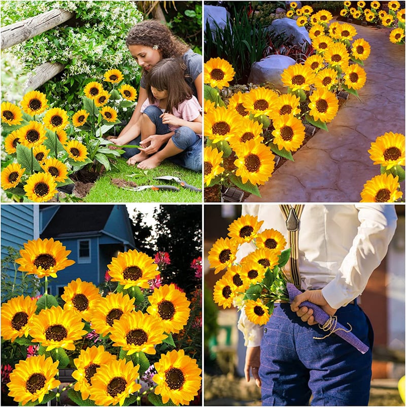 🌻☀️ Vattentäta solcellslampor – Realistiska kronblad, IP65 väderbeständiga och automatiskt lysande i 8–12 timmar ☀️🌻