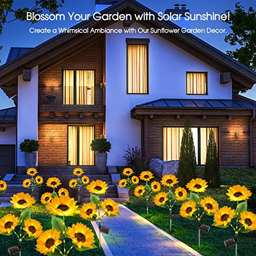 🌻☀️ Vattentäta solcellslampor – Realistiska kronblad, IP65 väderbeständiga och automatiskt lysande i 8–12 timmar ☀️🌻