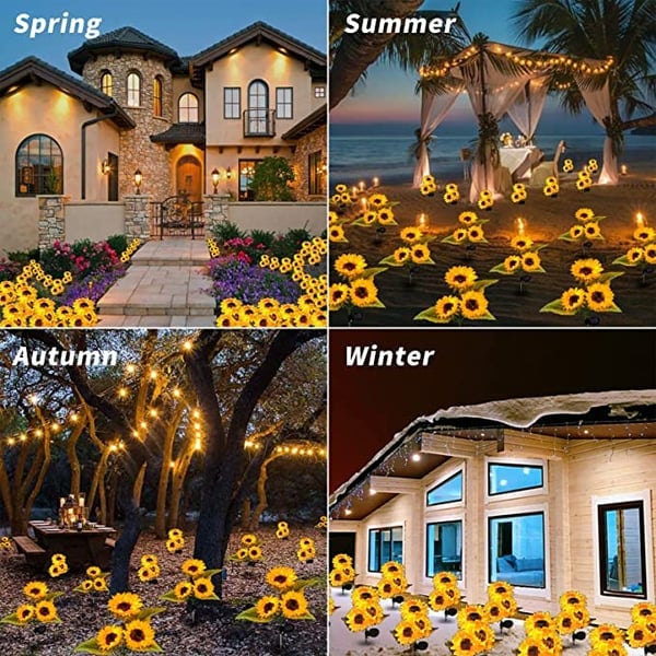 🌻☀️ Vattentäta solcellslampor – Realistiska kronblad, IP65 väderbeständiga och automatiskt lysande i 8–12 timmar ☀️🌻