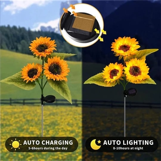🌻☀️ Vattentäta solcellslampor – Realistiska kronblad, IP65 väderbeständiga och automatiskt lysande i 8–12 timmar ☀️🌻