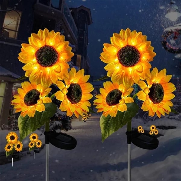 🌻☀️ Vattentäta solcellslampor – Realistiska kronblad, IP65 väderbeständiga och automatiskt lysande i 8–12 timmar ☀️🌻
